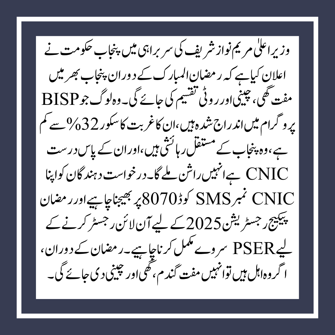 Online Application for Ramzan Package Registration 2025